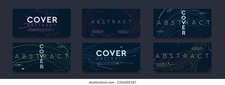 Abstract Set in Hi-tech Style. Modern Design Digital Data for Social Media Posts, Mobile Apps, Cards, Invitations, Banners. Pattern Matrix Technology. Vector illustration.
