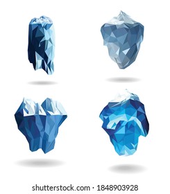 Abstract set iceberg geometric low poly vector, triangle polygon modern design, can use for banner, logo, vector art illustration.