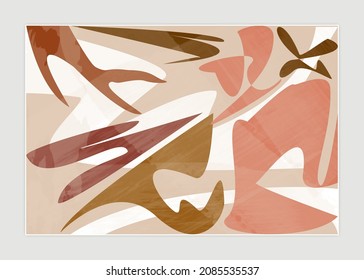 Abstract set illustration vector EPS 10 print hand drawn water color painted geometry shapes contemporary aesthetic mid century modern art Scandinavian nordic design style