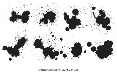 conjunto abstracto del vector de manchas de grunge de la bandeja de entrada de tinta