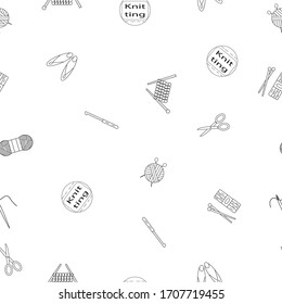Abstract set with knitting crafts pattern for decoration design. Seamless vector pattern. Craft paper art style. White background. Creative abstract background. Pattern design.