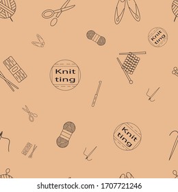 Abstract set with knitting crafts pattern for decoration design. Seamless vector pattern. Craft paper art style Wrapping paper, wallpaper, backdrop. Creative abstract background.