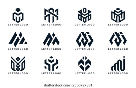 abstract set of letter MI logo design vector. icons for business or accounting