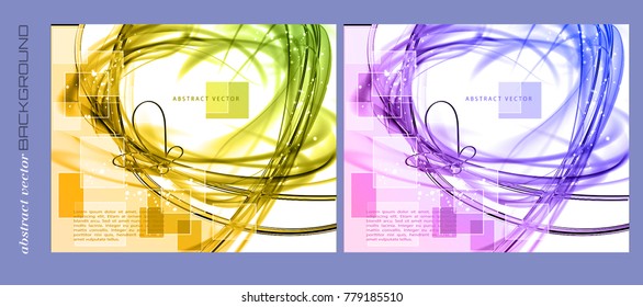 Abstract set light futuristic dynamic backgrounds. Festively cool vector frame with contrast glowing fibers and butterfly

