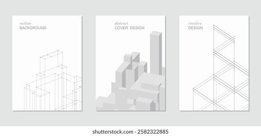 abstract set line art city architecture model pattern design banner template cover background collection