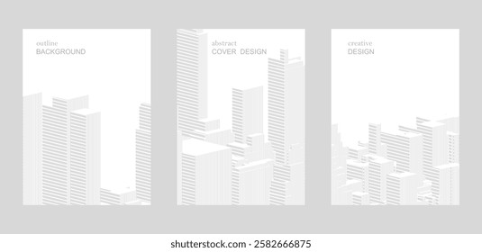 abstract set line art city architecture model pattern design banner template cover background collection