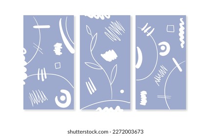 Abstract set line drawing of vector. Modern single line art, shapes aesthetic outline. Hand drawing abstract monogram on white background