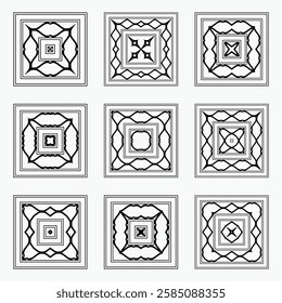 abstract set of line geometric pattern design icon collection