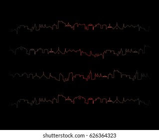 Abstract set of lines in shape of city silhouettes, beautiful colors
vector outline cityscape illustration