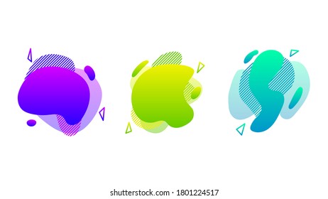 Abstract Set Liquid Color Collection Geometric Shapes Fluid Gradient Dynamic Elements Banner Logo Vector Desgin Style Trendy