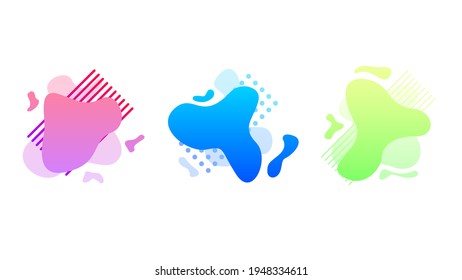 Abstract Set Liquid Color Collection Geometric Shapes Fluid Gradient Dynamic Elements Banner Logo Vector Desgin Style Trendy
