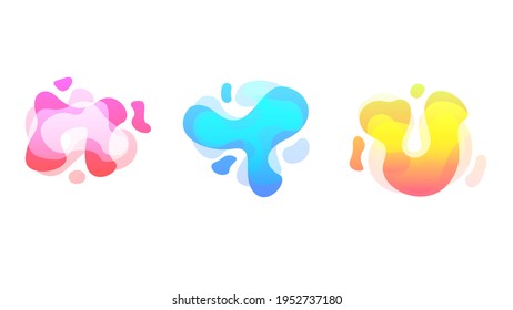 Resumen Conjunto Colección de color líquido Formas geométricas Gradiente de fluidos Elementos dinámicos Bandera Logo Estilo de vectores Moda de moda