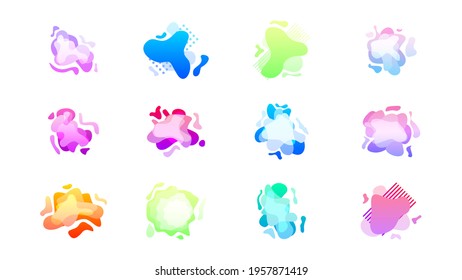 Abstract Set Liquid Color Collection Geometric Shapes Fluid Gradient Dynamic Elements Banner Logo Vector Desgin Style Trendy