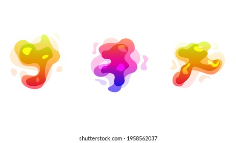 Abstract Set Liquid Color Collection Geometric Shapes Fluid Gradient Dynamic Elements Banner Logo Vector Desgin Style Trendy