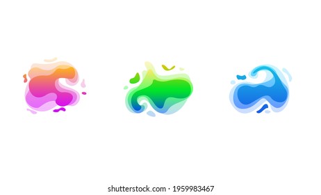 Abstract Set Liquid Color Collection Geometric Shapes Fluid Gradient Dynamic Elements Banner Logo Vector Desgin Style Trendy