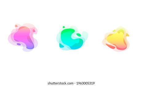Abstract Set Liquid Color Collection Geometric Shapes Fluid Gradient Dynamic Elements Banner Logo Vector Desgin Style Trendy