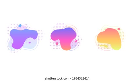 Abstract Set Liquid Color Collection Geometric Shapes Fluid Gradient Dynamic Elements Banner Logo Vector Desgin Style Trendy