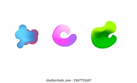 Abstract Set Liquid Color Collection Geometric Shapes Fluid Gradient Dynamic Elements Banner Logo Vector Desgin Style Trendy