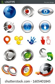 Abstract set logo template. Geometry design elements, symbols and signs. Beautiful vector illustration of line 3d icons