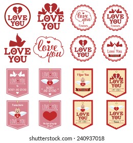 abstract set of love objects on a white background