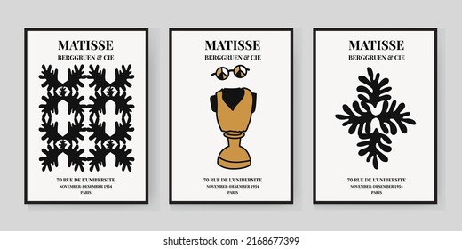 Abstract set of Matisse posters depicting female sculpture and geometric shapes. Aesthetic Contemporary Art, Illustration, Vector, Poster, Postcard
