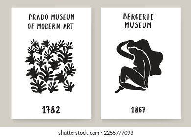 Un conjunto abstracto de afiches Matisse que representan una cara abstracta y formas geométricas. Arte Contemporáneo Estético, Ilustración, Vector, Cartel, Postal