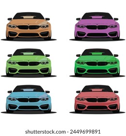 abstract set of modern 6 colored cars collection