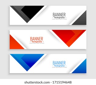 abstract set of modern banners in triangle shapes