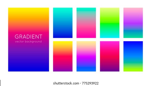 Abstract set modern bright color gradient backgrounds   texture for mobile applications   smartphone screen  Vivid design element for banner  cover flyer  EPS 10
