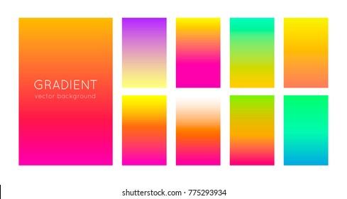 Abstract set modern bright gradient backgrounds   texture for mobile applications   smartphone screen  Warm color backdrop  Vivid design element for banner  cover flyer  EPS 10