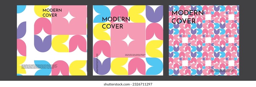 Abstract set of modern covers. Backgrounds with geometric shapes. Modernism and abstraction.Bright background,template,wallpaper,set
