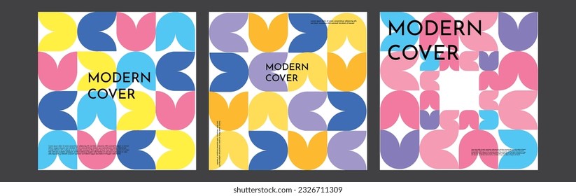 Abstract set of modern covers. Backgrounds with geometric shapes. Modernism and abstraction.Bright background,template,wallpaper,set