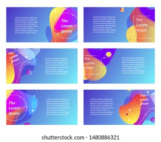 Resumen conjunto de elementos gráficos modernos. Formas y líneas de color dinámico. Banners de vectores abstractos degradados con formas líquidas fluidas. Plantilla para el diseño de un logotipo, volante o presentación.