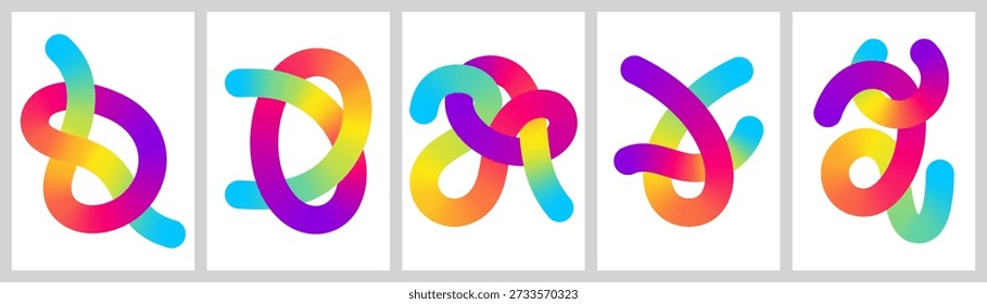Conjunto abstrato de curvas 3D de fluido multicolorido
