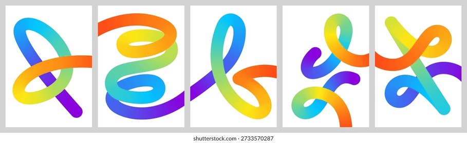 Abstract set of multicolored fluid gradient blob shapes for digital covers