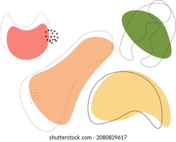 Resumen conjunto de formas de doodle multicolor sobre fondo blanco. Ilustración vectorial contemporánea moderna. Estilo minimalista.