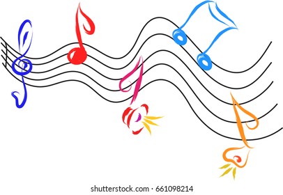abstract set of music notes on white background      