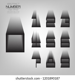 abstract set of number three dimensional gradient shadow, template vector illustration