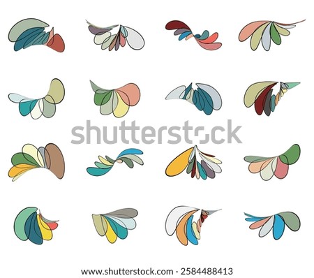 abstract set of olorful floral pattern concentric mandala icon symbol design collection