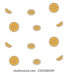 Abstrakter Satz mit orangefarbenem Slice nahtloses Muster auf weißem Hintergrund für Tapete-Design kontinuierliche eine Kunst.