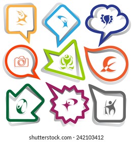 Abstract set. Paper stickers. Vector illustration.