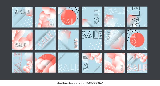 Abstract set pastel shades social media template art background. Futuristic vector illustration