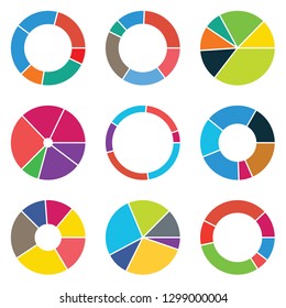 abstract set of pie chart 6 segment random color. Infographic element.