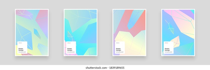 Abstract set Placards, Posters, Flyers, Banner Designs. Colorful illustration. Colorful holographic crystals. Eps10 vector.