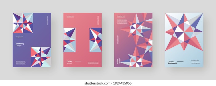 Abstract set Placards, Posters, Flyers, Banner Designs. Colorful illustration. Flat geometric shapes. Decorative chaotic backdrop.