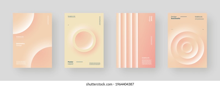 Abstract set Placards, Posters, Flyers, Banner Designs. Light and shadow illustration on vertical A4 format. 3d geometric shapes. Decorative neumorphism backdrop. Eps10