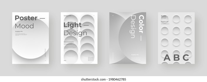 Abstract set Placards, Posters, Flyers, Banner Designs. Colorful illustration. 3d geometric shapes. Decorative neumorphism backdrop.
