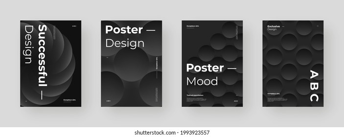 Abstract set Placards, Posters, Flyers, Banner Designs. Colorful illustration. 3d geometric shapes. Decorative neumorphism backdrop.