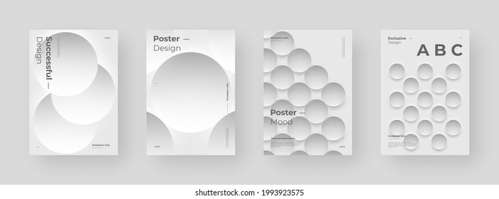 Abstract set Placards, Posters, Flyers, Banner Designs. Colorful illustration. 3d geometric shapes. Decorative neumorphism backdrop.