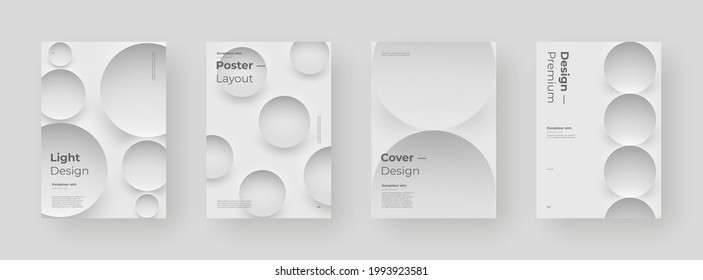 Abstract set Placards, Posters, Flyers, Banner Designs. Colorful illustration. 3d geometric shapes. Decorative neumorphism backdrop.